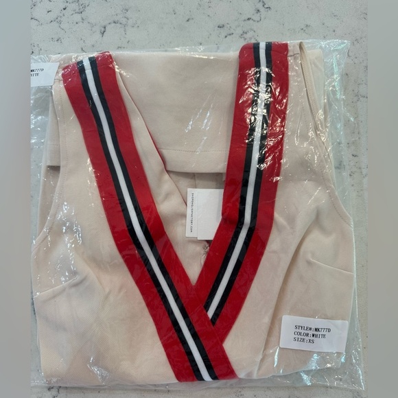 English Factory SLEEVELESS VARSITY STRIPE DRESS IN WHITE Women’s Size XS NWT - Picture 14 of 15